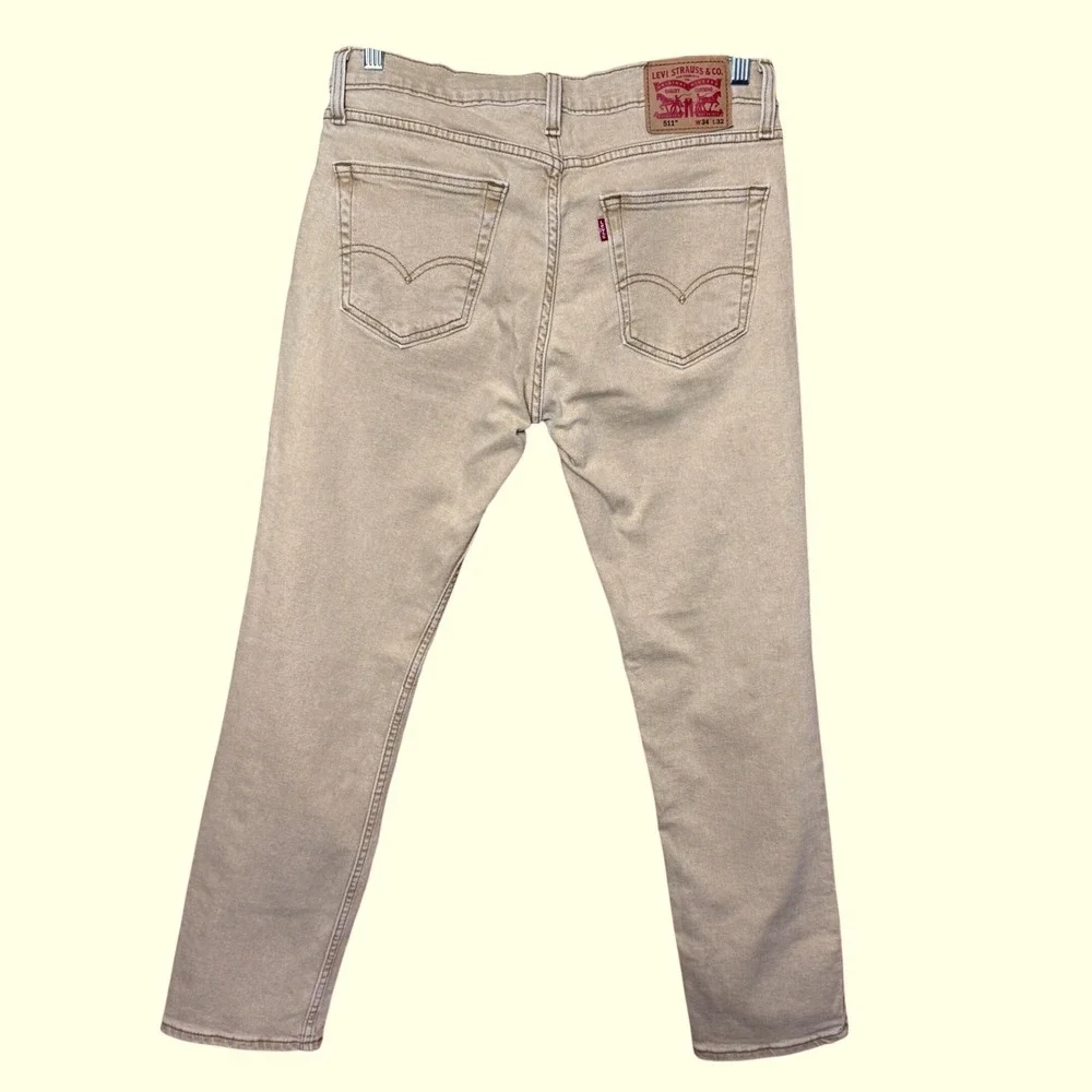 Levi's Tan 511 Slim Fit Jeans 34x32 Khaki Denim Streetwear Casual
